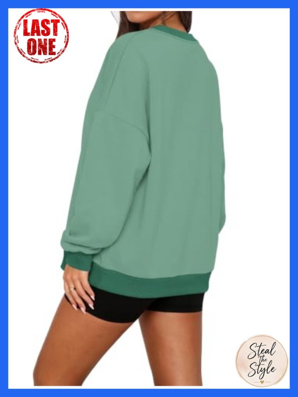 Womens Crewneck Long Sleeve Pullover Sweatshirt Cotton Blend - Picture 4 of 5